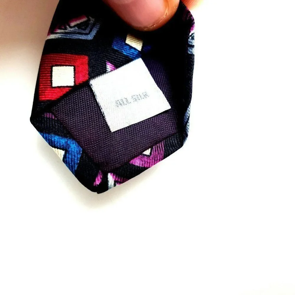 Pierre Cardin Blue‎ Silk Tie Print Geometric Short Wide